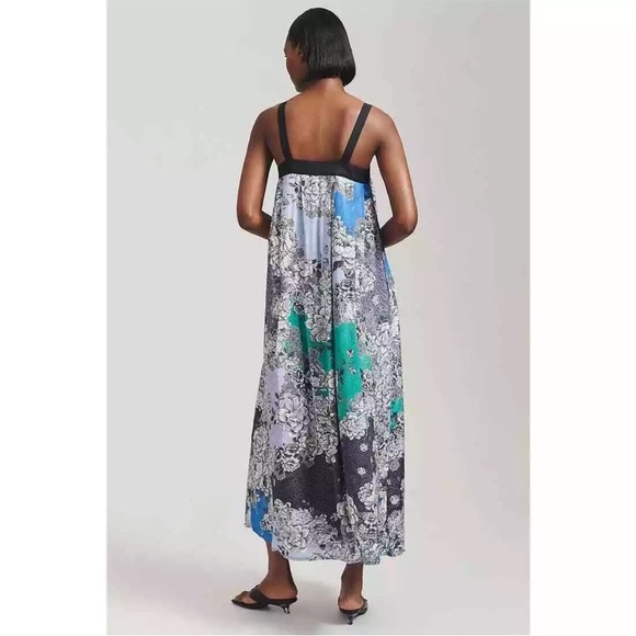 NWT Atsu Anthropologie Printed Floral Maxi Dress Black XS Oriental Romantic - Picture 4 of 13